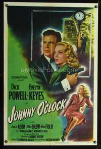 h300 JOHNNY O'CLOCK style B one-sheet movie poster '46 Dick Powell, Keyes