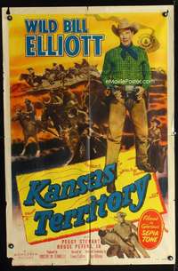 h303 KANSAS TERRITORY one-sheet movie poster '52 cowboy Wild Bill Elliott!
