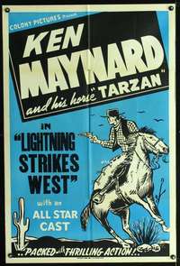 h323 LIGHTNING STRIKES WEST Woolever Press one-sheet movie poster '40
