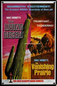 h328 LIVING DESERT/VANISHING PRAIRIE one-sheet movie poster '71 Walt Disney