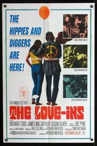 h335 LOVE-INS one-sheet movie poster '67 hippies & diggers, sex & drugs!