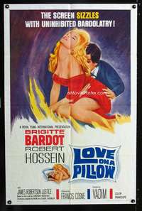 h334 LOVE ON A PILLOW one-sheet movie poster '64 sexy Brigitte Bardot!