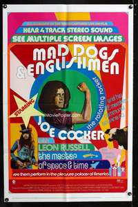 h339 MAD DOGS & ENGLISHMEN one-sheet movie poster '71 Joe Cocker, rock!