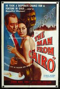 h345 MAN FROM CAIRO one-sheet movie poster '53 George Raft in Egypt!