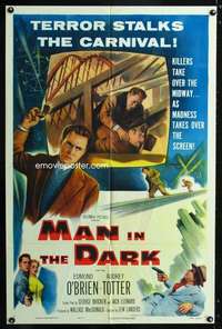 h347 MAN IN THE DARK one-sheet movie poster '53 Edmond O'Brien in 2-D!