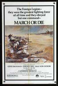 h352 MARCH OR DIE Tom Jung Battle Style 1sh movie poster '76 Tom Jung artwork style!