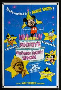 h358 MICKEY'S BIRTHDAY PARTY SHOW one-sheet movie poster '78 Davy Crockett