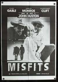 h361 MISFITS one-sheet movie poster R70s Clark Gable, Marilyn Monroe, Clift