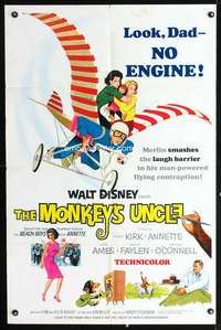 h365 MONKEY'S UNCLE one-sheet movie poster '65 Annette Funnicello w/ape!