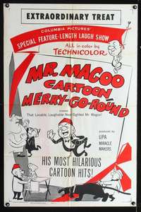 h371 MR. MAGOO CARTOON MERRY-GO-ROUND one-sheet movie poster '53 Backus