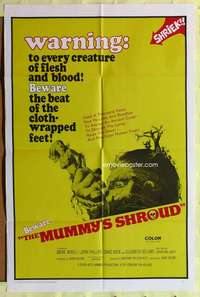 h375 MUMMY'S SHROUD one-sheet movie poster '67 wild giant mummy image!