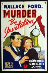 h377 MURDER BY INVITATION one-sheet movie poster '41 Wallace Ford