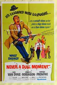 h384 NEVER A DULL MOMENT style B one-sheet movie poster '68 Disney,Van Dyke