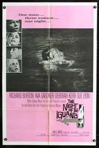 h391 NIGHT OF THE IGUANA one-sheet movie poster '64 Burton, Gardner, Lyon