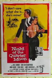 h392 NIGHT OF THE QUARTER MOON one-sheet movie poster '59 Julie London
