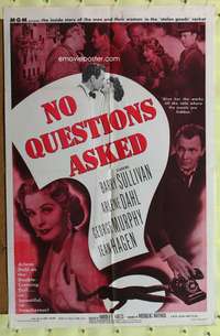 h396 NO QUESTIONS ASKED one-sheet movie poster '51 treacherous Arlene Dahl!