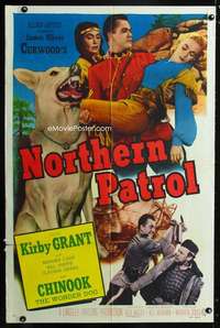 h400 NORTHERN PATROL one-sheet movie poster '53 Kirby Grant & Wonder Dog!