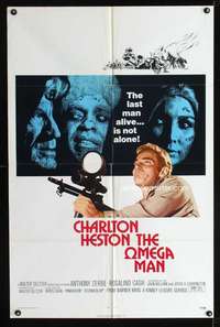 h407 OMEGA MAN one-sheet movie poster '71 Charlton Heston vs zombies!