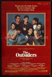h410 OUTSIDERS one-sheet movie poster '82 Francis Ford Coppola, SE Hinton