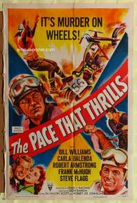 h412 PACE THAT THRILLS one-sheet movie poster '52 motorcycle racing!
