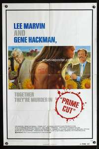 h435 PRIME CUT one-sheet movie poster '72 Lee Marvin, Hackman, Jung art!