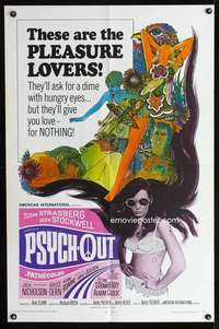 h439 PSYCH-OUT one-sheet movie poster '68 AIP, drugs, Jack Nicholson!