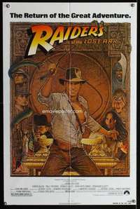 h444 RAIDERS OF THE LOST ARK one-sheet movie poster R82 Harrison Ford
