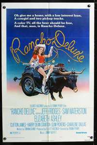 h445 RANCHO DELUXE style B one-sheet movie poster '75 wacky artwork!