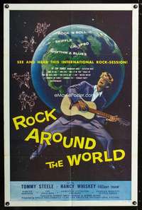 h462 ROCK AROUND THE WORLD one-sheet movie poster '57 early rock 'n' roll!