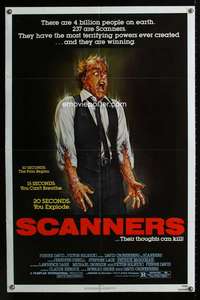 h476 SCANNERS one-sheet movie poster '81 David Cronenberg, great Joann art!