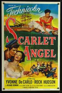 h477 SCARLET ANGEL one-sheet movie poster '52 Rock Hudson, Yvonne DeCarlo