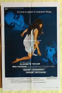 h480 SECRET CEREMONY one-sheet movie poster '68 Liz Taylor, Mia Farrow