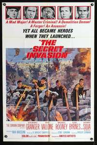h481 SECRET INVASION one-sheet movie poster '64 Stewart Granger, Vallone