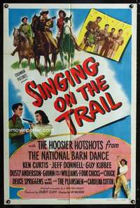 h488 SINGING ON THE TRAIL one-sheet movie poster '46 Hoosier Hotshots!