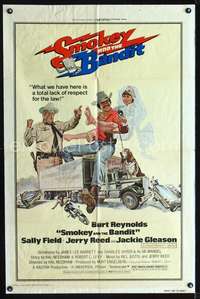 h491 SMOKEY & THE BANDIT one-sheet movie poster '77 Burt Reynolds, Field