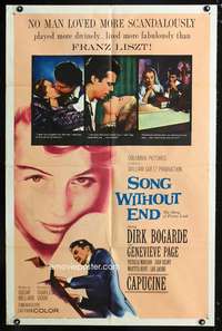 h496 SONG WITHOUT END one-sheet movie poster '60 Dirk Bogarde, Franz Liszt
