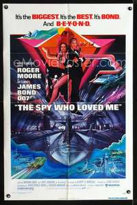 h504 SPY WHO LOVED ME one-sheet movie poster '77 Moore as Bond, Peak art!
