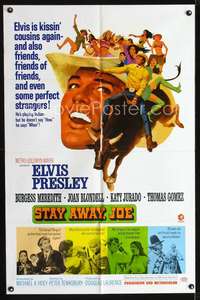 h511 STAY AWAY JOE one-sheet movie poster '68 Elvis Presley riding bull!