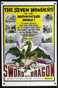 h526 SWORD & THE DRAGON one-sheet movie poster '60 cool monster image!