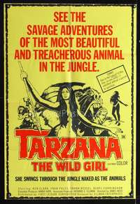h532 TARZANA THE WILD GIRL one-sheet movie poster R72 sexy & unauthorized!