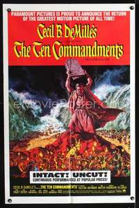 h537 TEN COMMANDMENTS one-sheet movie poster R66 Charlton Heston, DeMille
