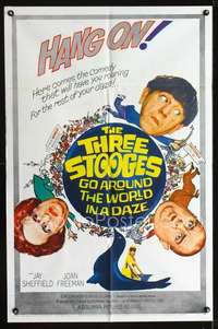 h547 THREE STOOGES GO AROUND THE WORLD IN A DAZE one-sheet movie poster '63