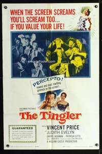 h554 TINGLER one-sheet movie poster '59 Vincent Price, William Castle