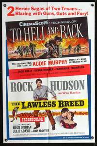 h555 TO HELL & BACK/LAWLESS BREED one-sheet movie poster '60 Rock Hudson