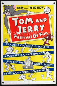 h557 TOM & JERRY FESTIVAL OF FUN one-sheet movie poster '62 cartoons!