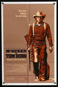 h558 TOM HORN one-sheet movie poster '80 full length cowboy Steve McQueen!