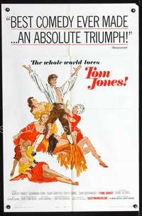 h559 TOM JONES one-sheet movie poster '63 Albert Finney, Edith Evans
