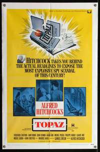 h565 TOPAZ one-sheet movie poster '69 Alfred Hitchcock, John Forsythe