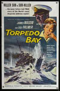 h568 TORPEDO BAY one-sheet movie poster '64 James Mason, Lilli Palmer