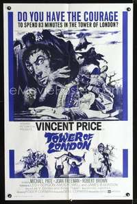 h569 TOWER OF LONDON one-sheet movie poster '62 Vincent Price, Corman